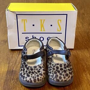 Koala Kids Toddler Girl 5 Brown Furry Leopard Print Hook & Loop Mary Jane Shoes